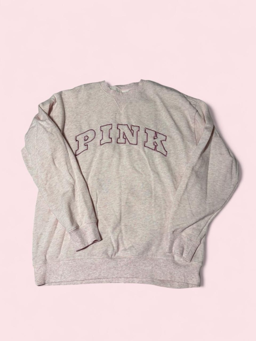 PINK Victoria's Secret Heathered Pale Pink Crewneck with Contrast Logo
